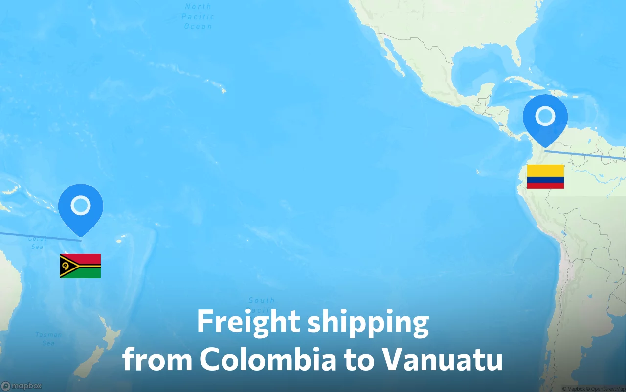 Shipping route from Colombia to Vanuatu