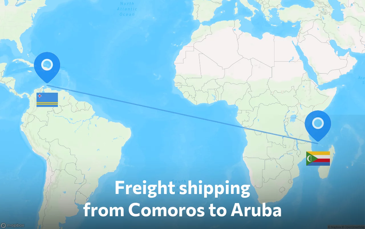 Shipping route from Comoros to Aruba