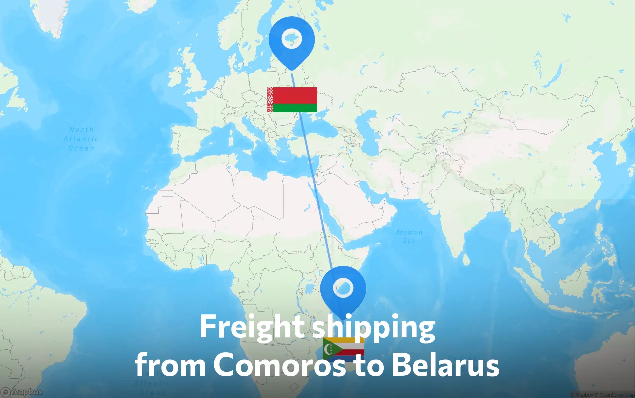 Shipping route from Comoros to Belarus