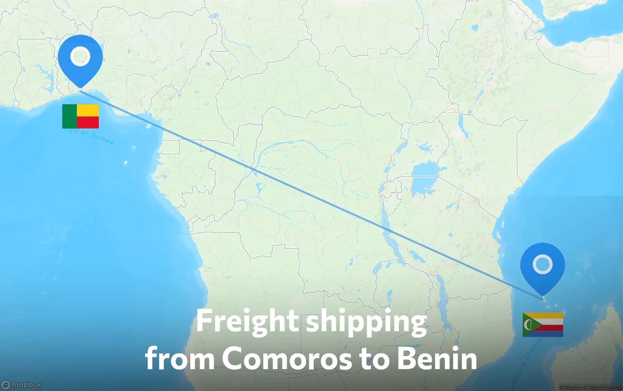 Shipping route from Comoros to Benin