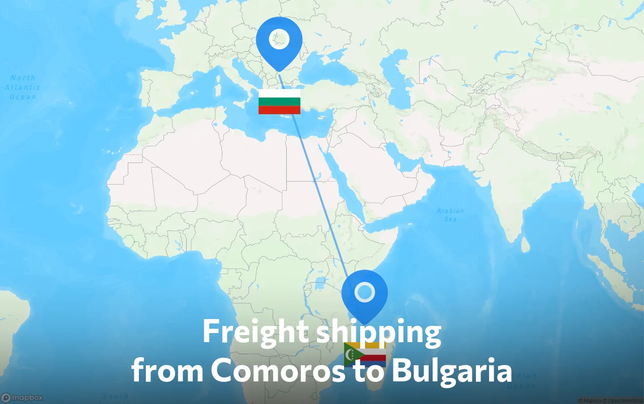 Shipping route from Comoros to Bulgaria