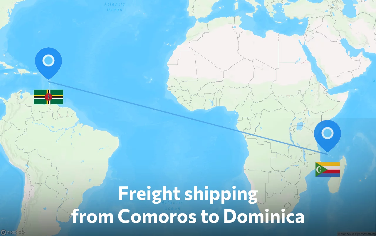 Shipping route from Comoros to Dominica
