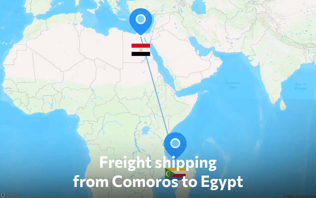 Shipping route from Comoros to Egypt
