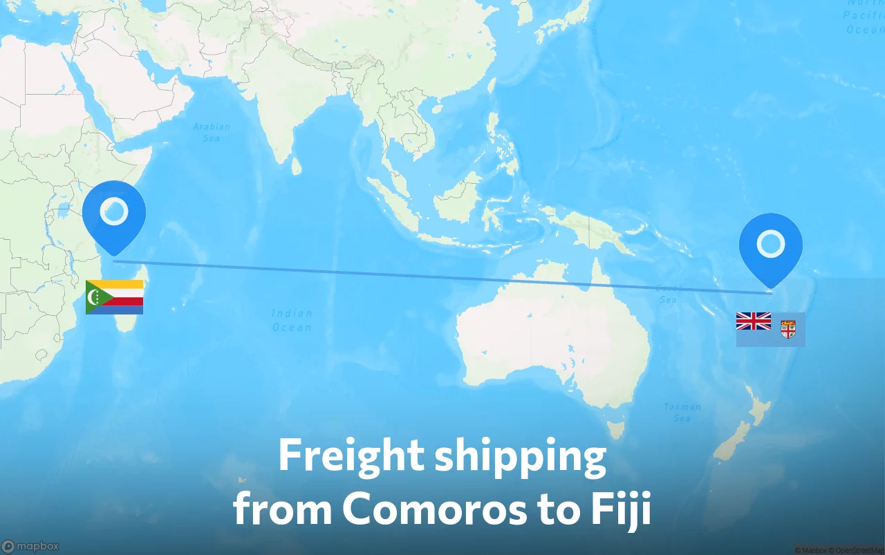Shipping route from Comoros to Fiji