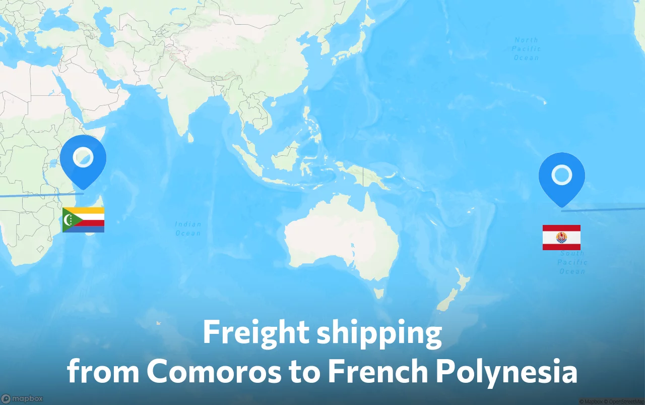 Shipping route from Comoros to French Polynesia