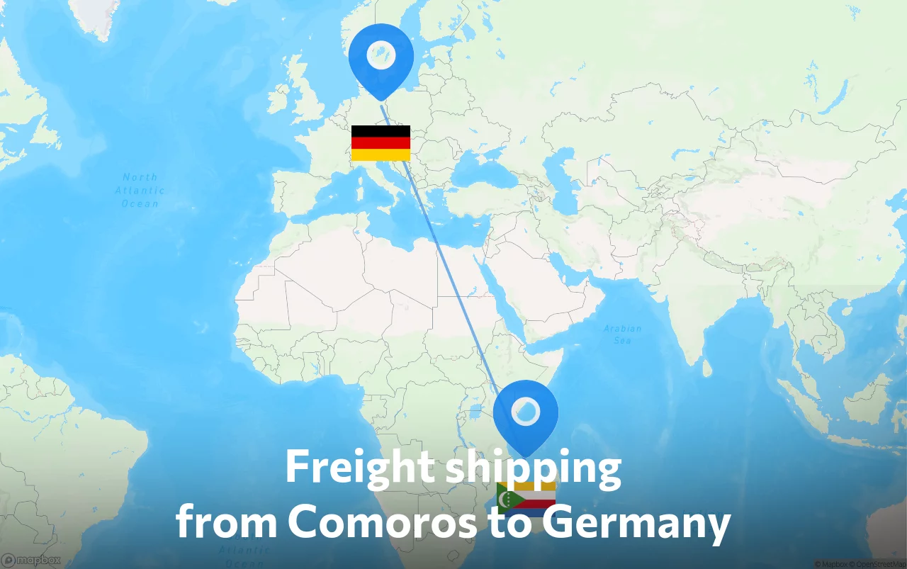 Shipping route from Comoros to Germany
