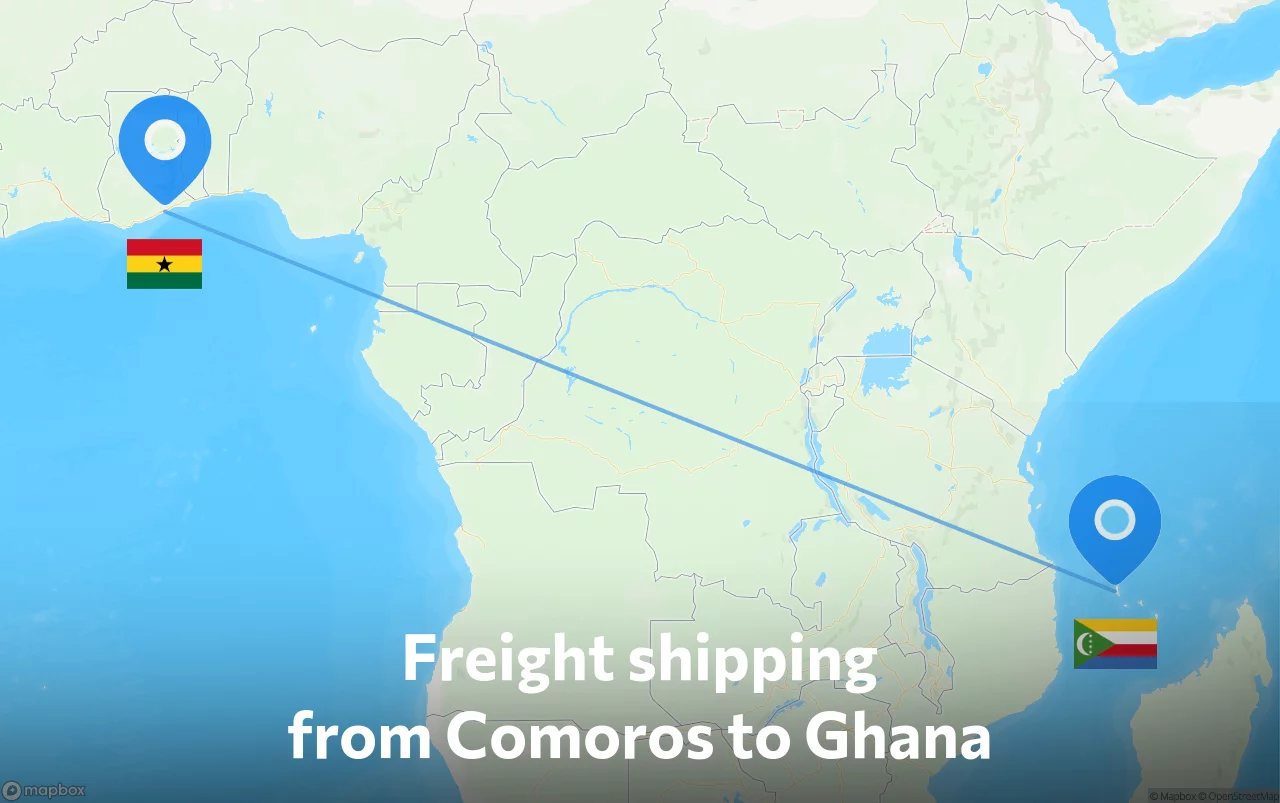 Shipping route from Comoros to Ghana