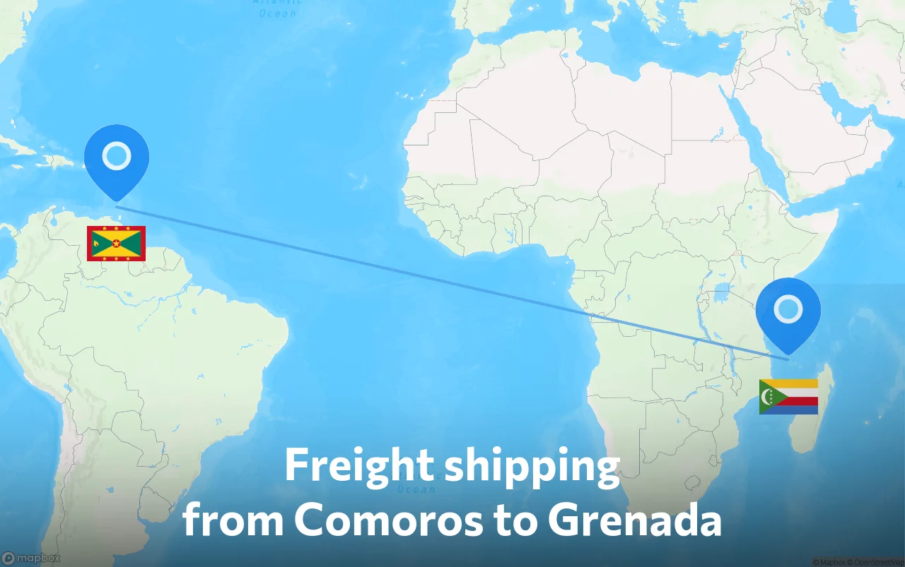 Shipping route from Comoros to Grenada
