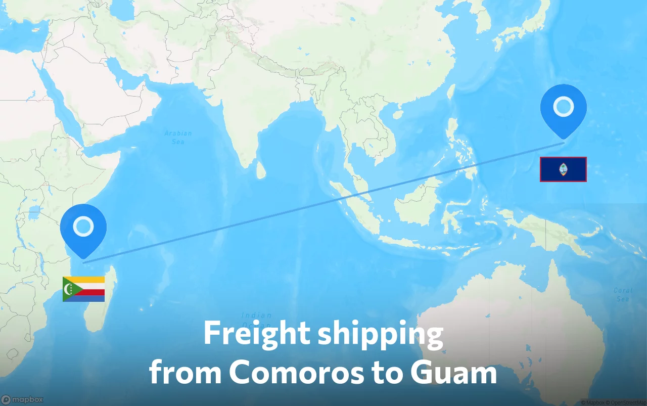 Shipping route from Comoros to Guam
