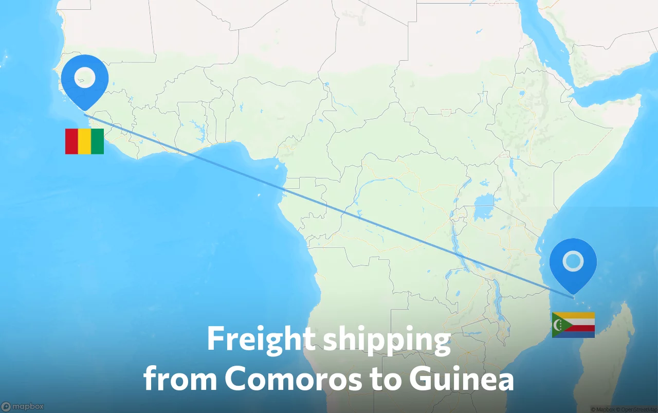 Shipping route from Comoros to Guinea