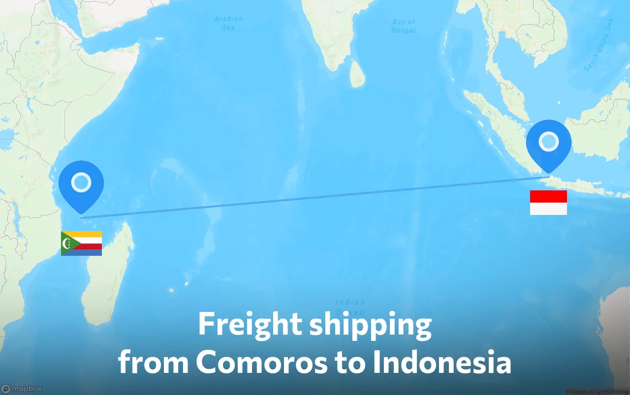 Shipping route from Comoros to Indonesia