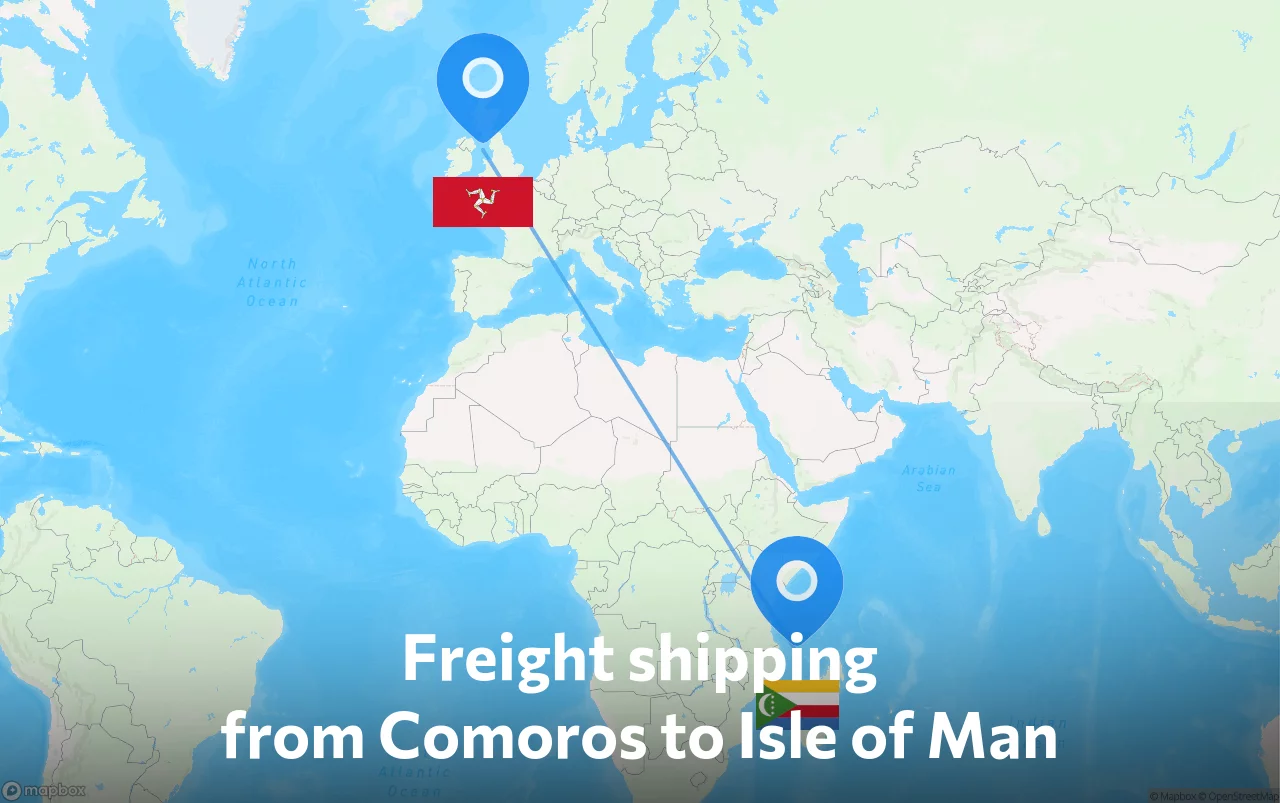 Shipping route from Comoros to Isle of Man