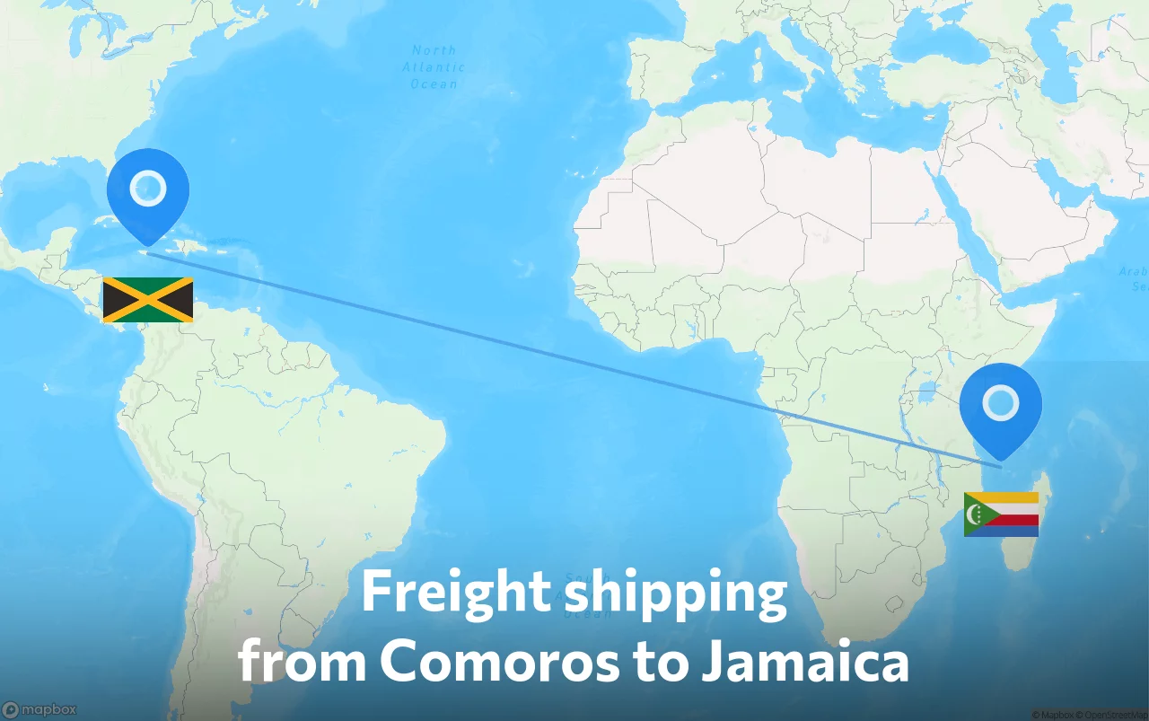 Shipping route from Comoros to Jamaica