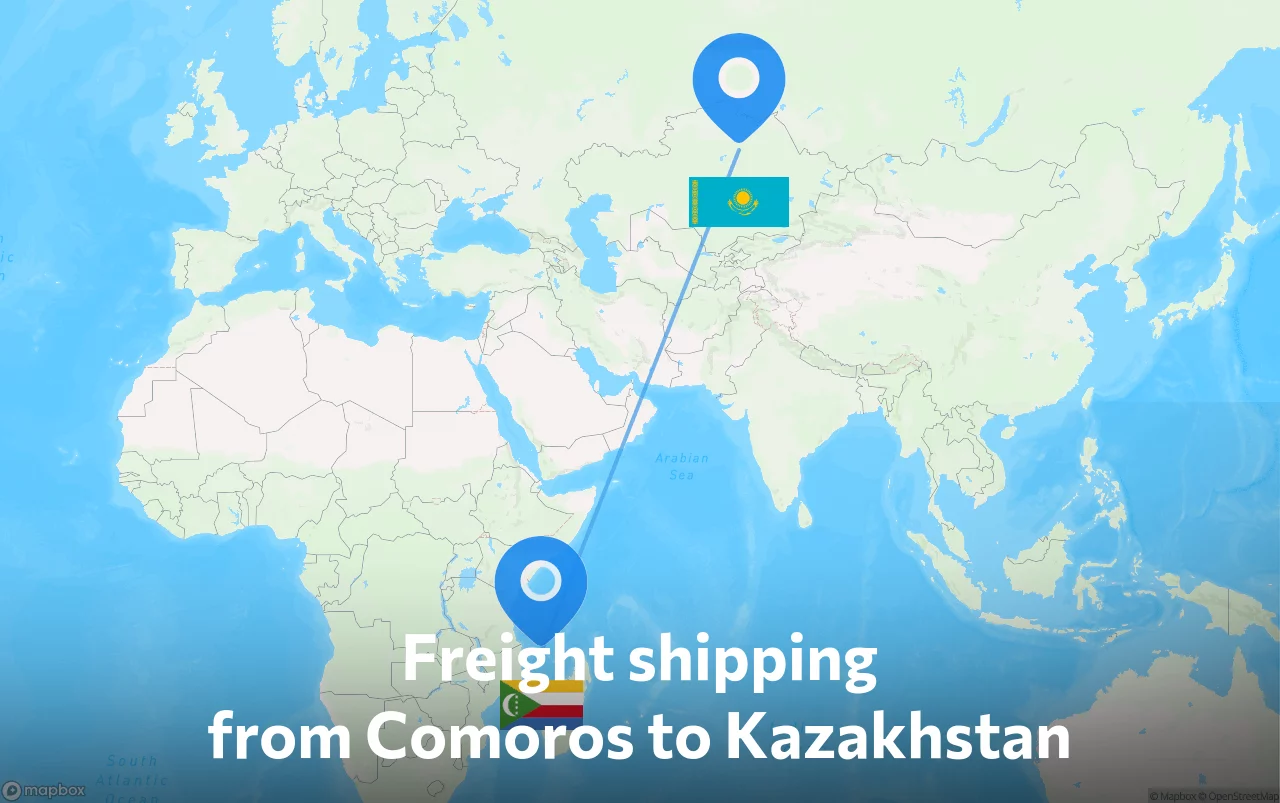 Shipping route from Comoros to Kazakhstan