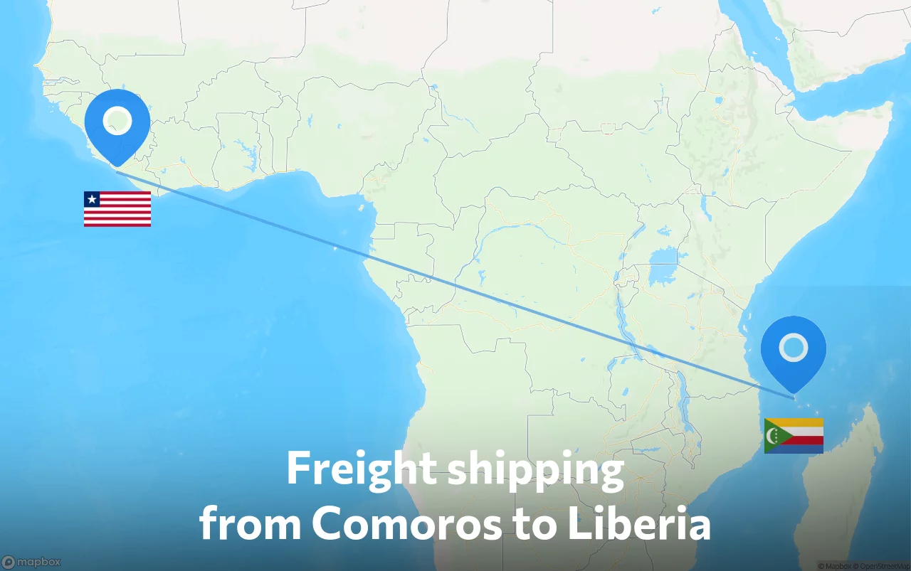 Shipping route from Comoros to Liberia