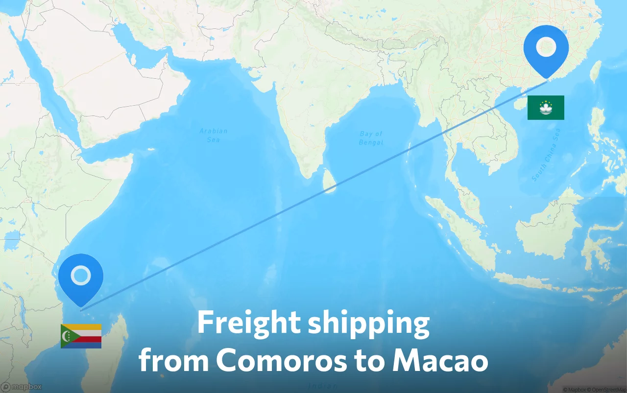 Shipping route from Comoros to Macao