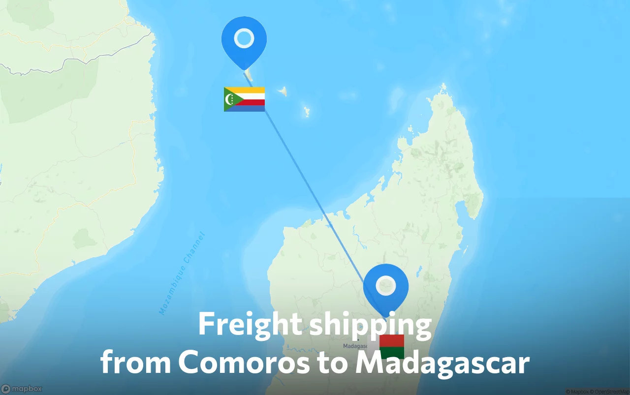 Shipping route from Comoros to Madagascar