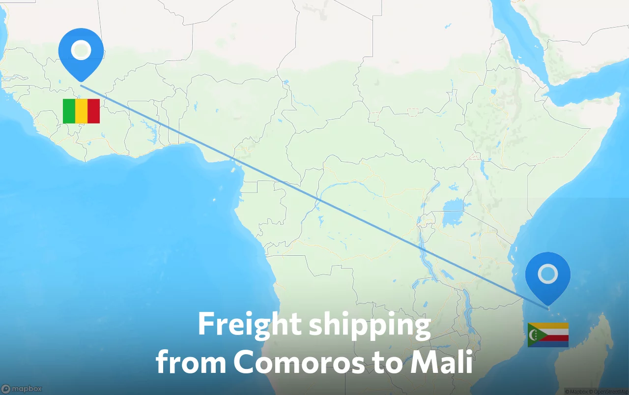 Shipping route from Comoros to Mali