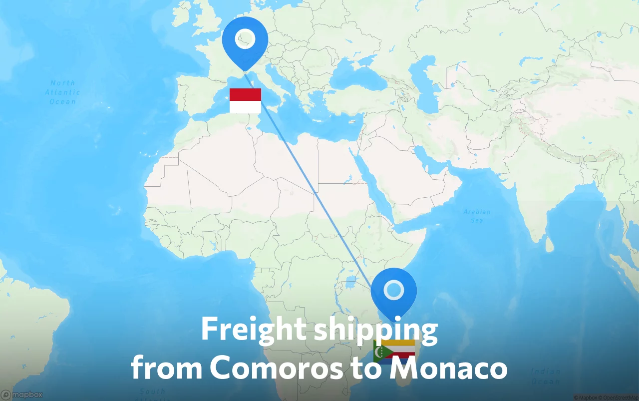 Shipping route from Comoros to Monaco