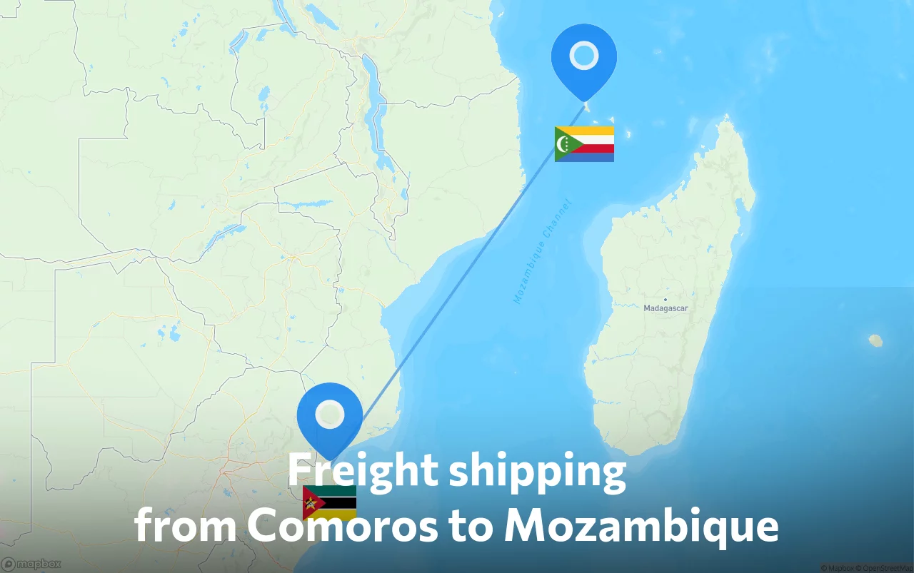 Shipping route from Comoros to Mozambique
