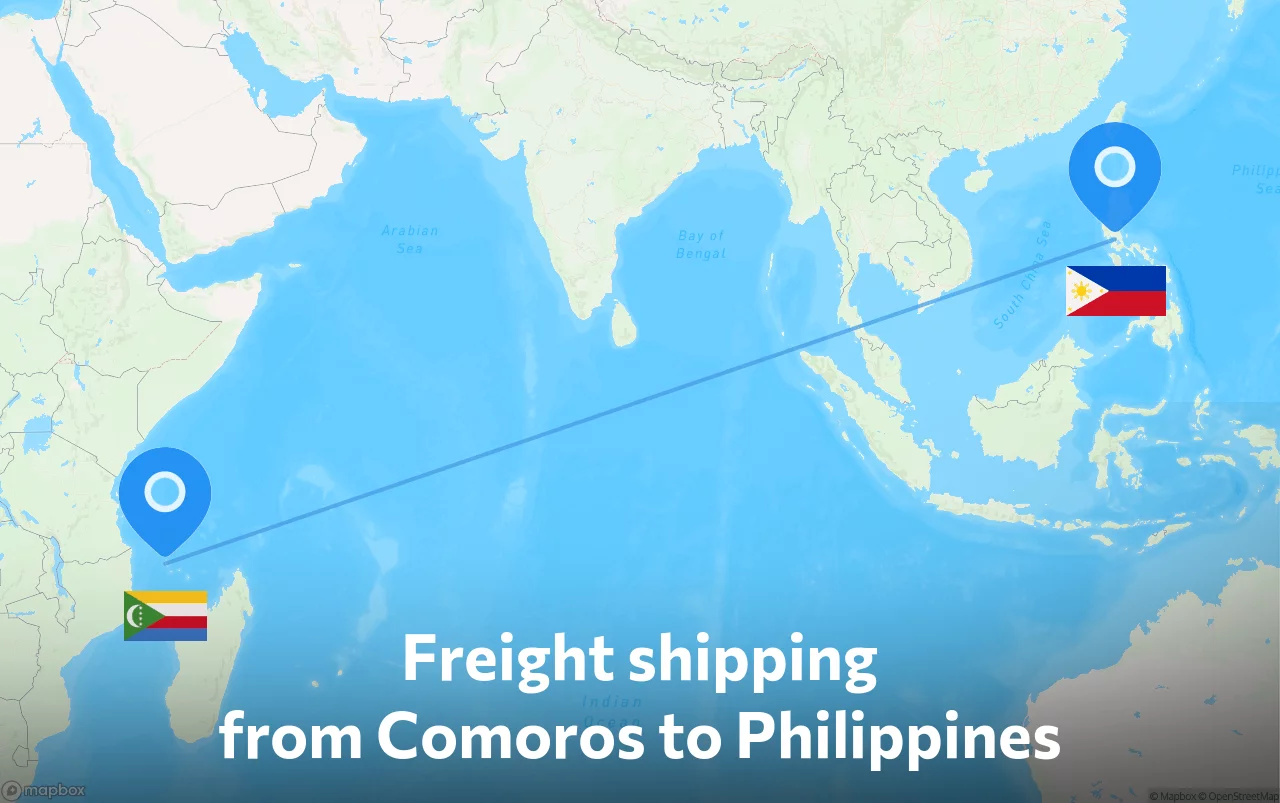 Shipping route from Comoros to Philippines