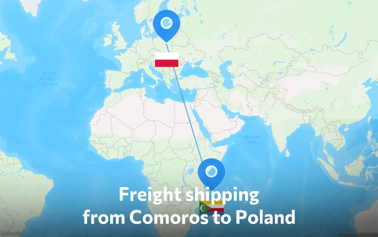 Shipping route from Comoros to Poland