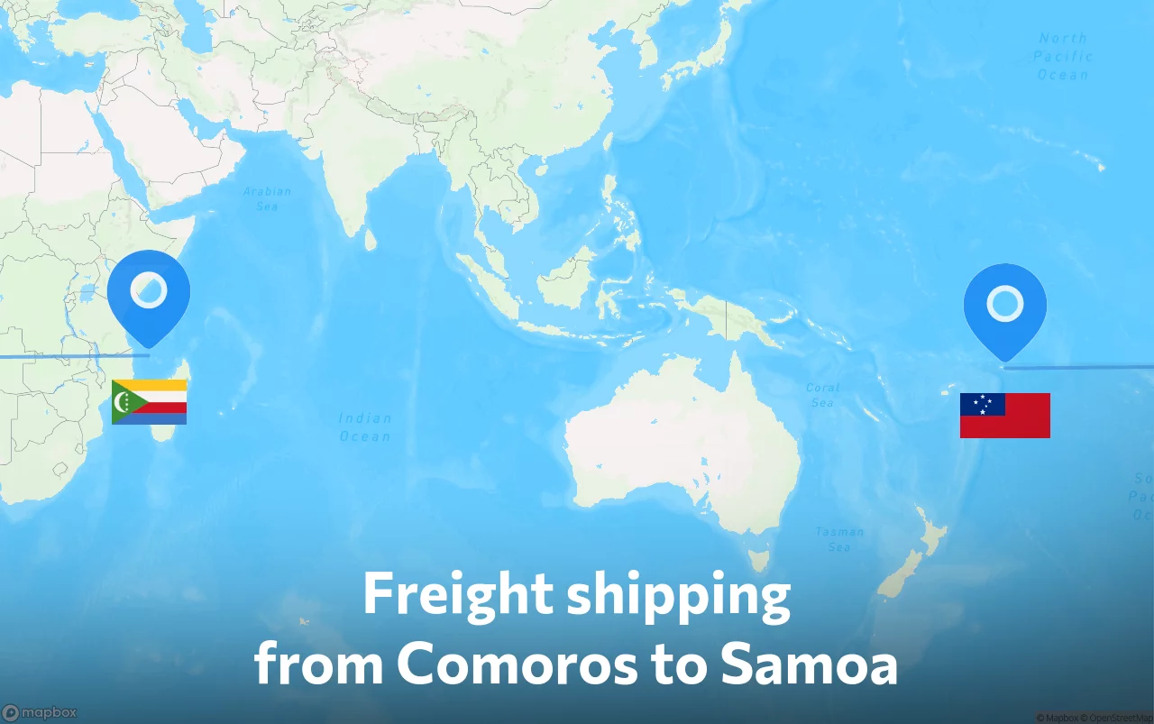 Shipping route from Comoros to Samoa