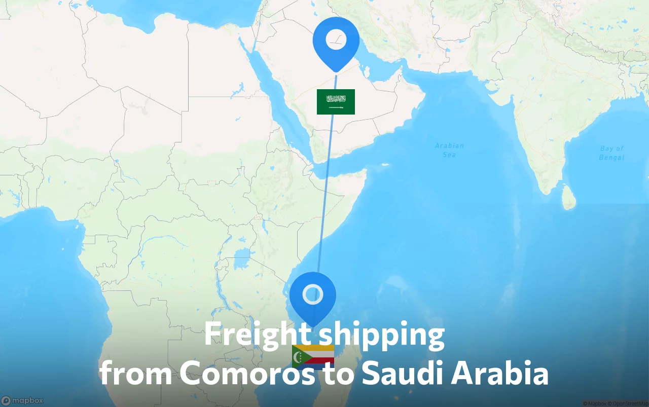 Shipping route from Comoros to Saudi Arabia