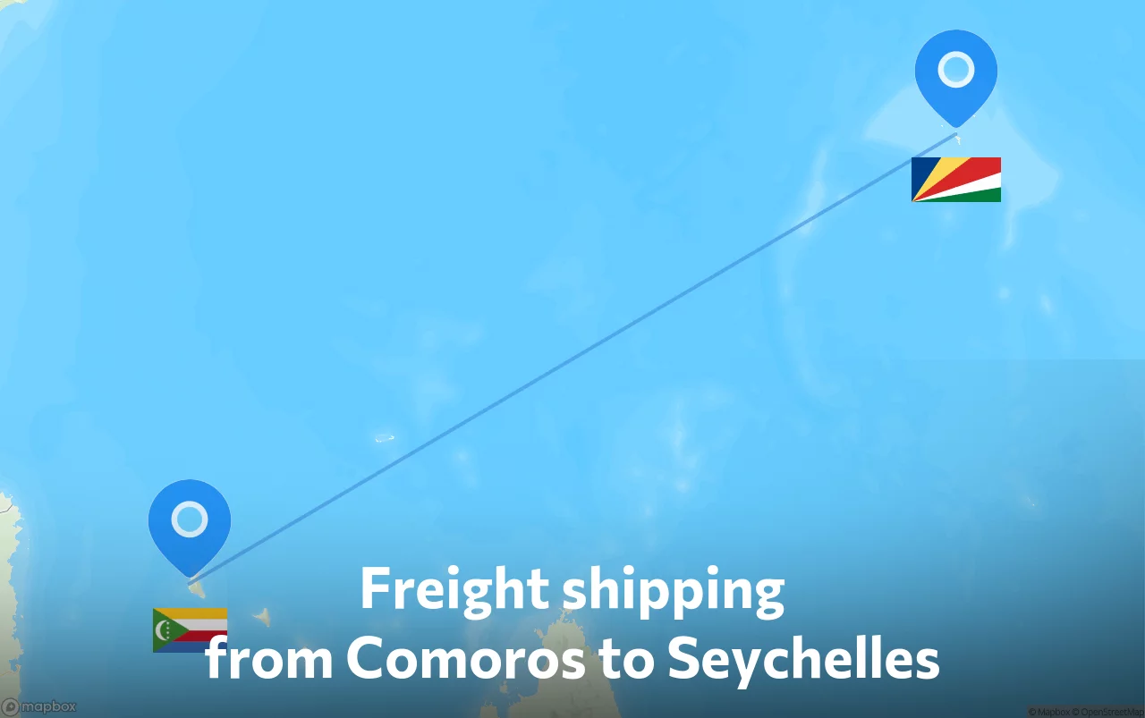 Shipping route from Comoros to Seychelles