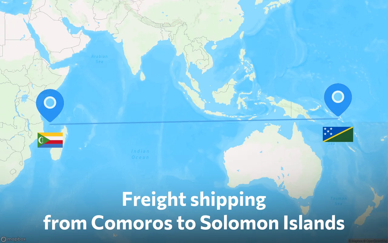Shipping route from Comoros to Solomon Islands