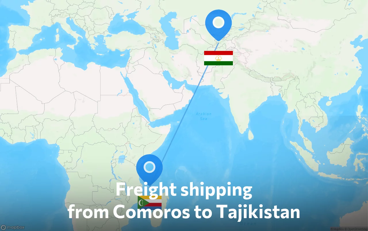 Shipping route from Comoros to Tajikistan