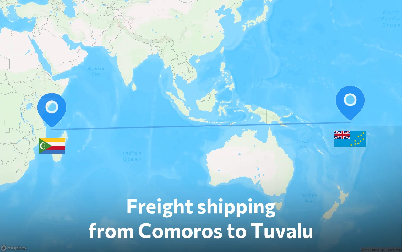 Shipping route from Comoros to Tuvalu