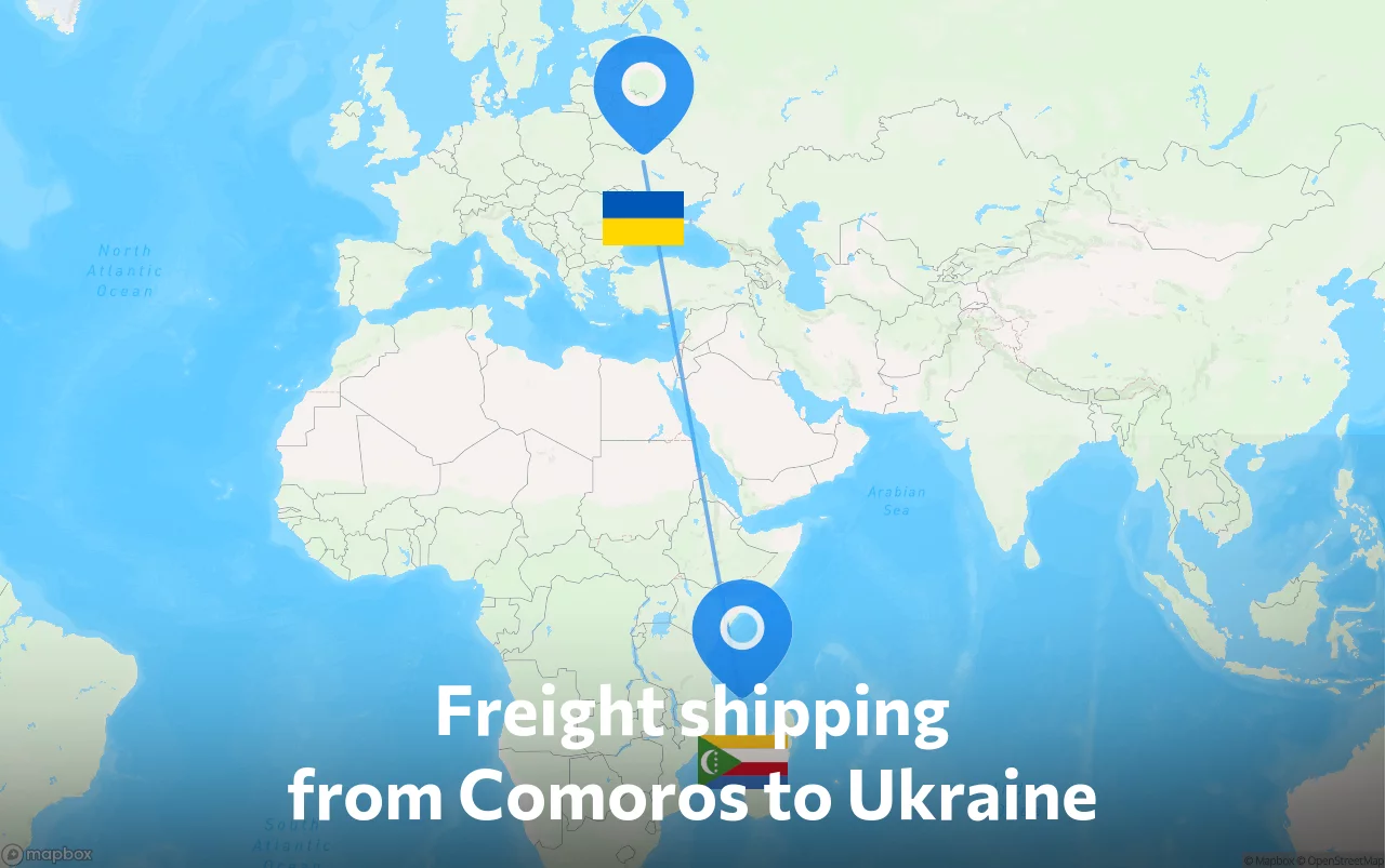 Shipping route from Comoros to Ukraine