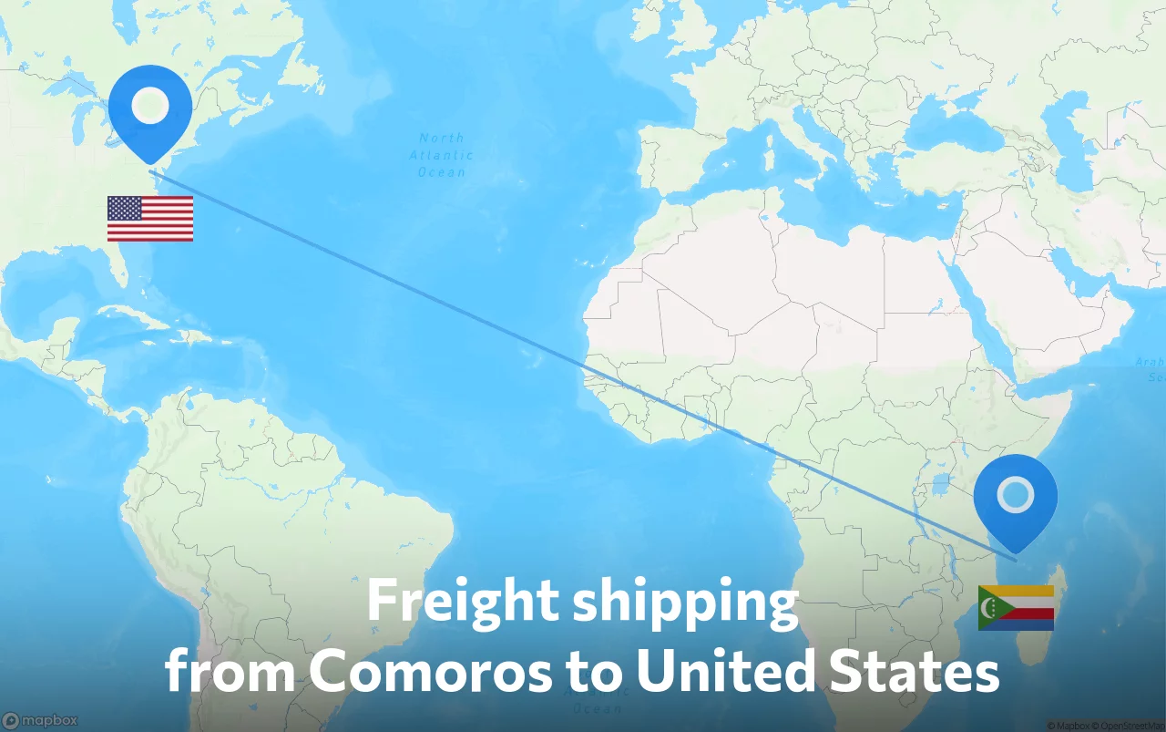 Shipping route from Comoros to United States