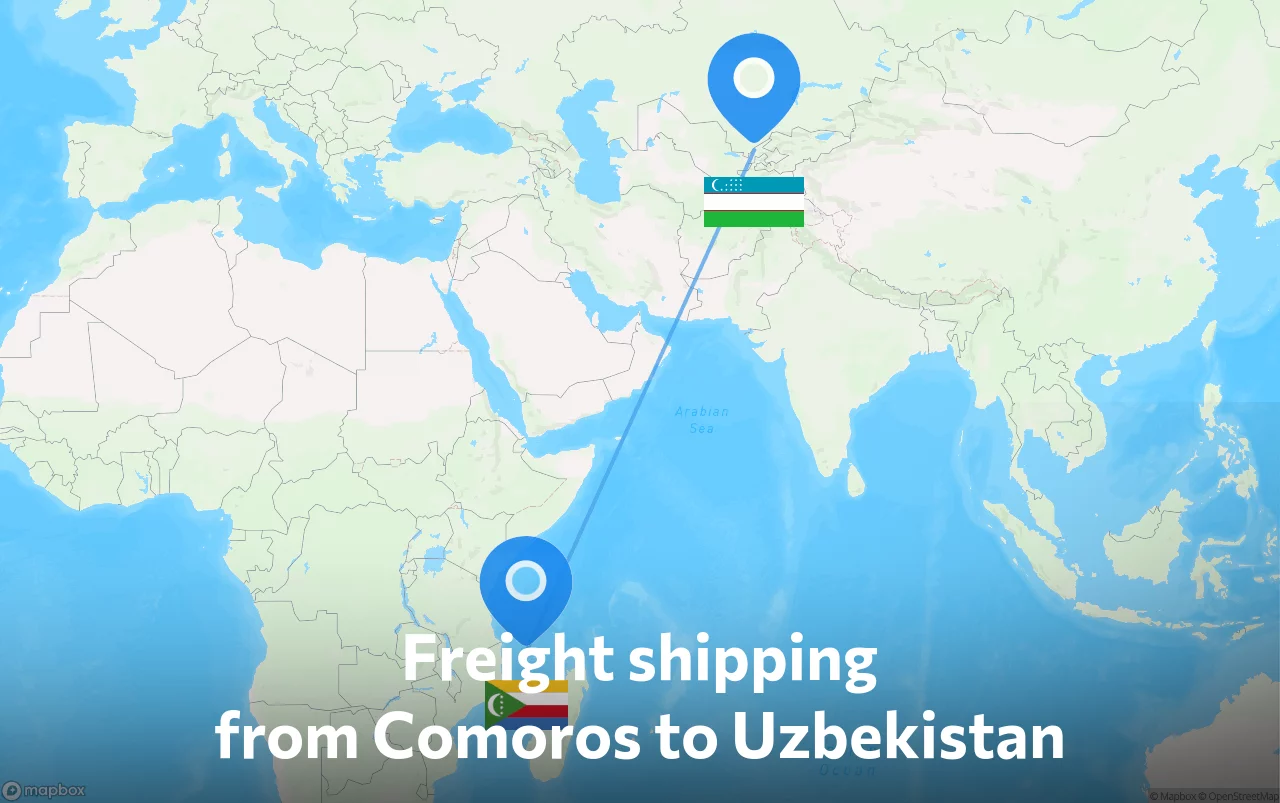 Shipping route from Comoros to Uzbekistan