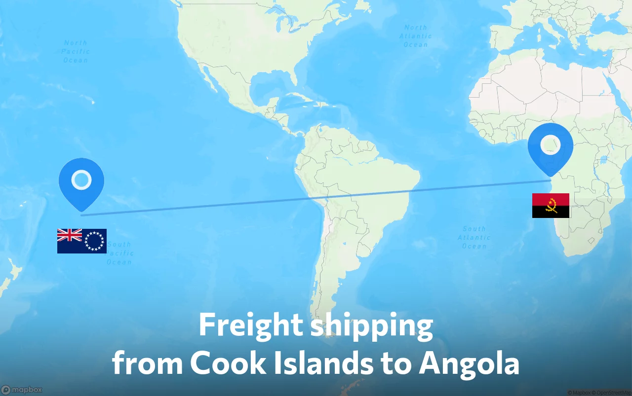 Shipping route from Cook Islands to Angola