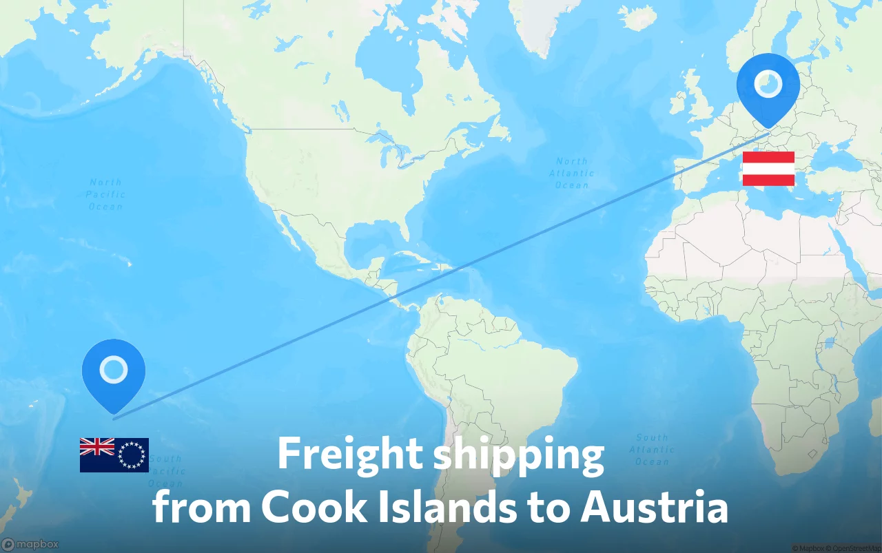 Shipping route from Cook Islands to Austria