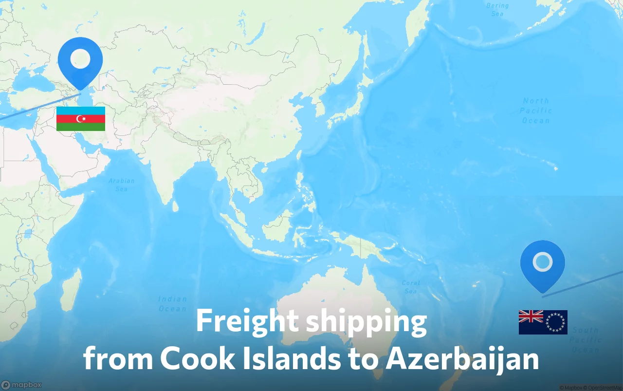 Shipping route from Cook Islands to Azerbaijan