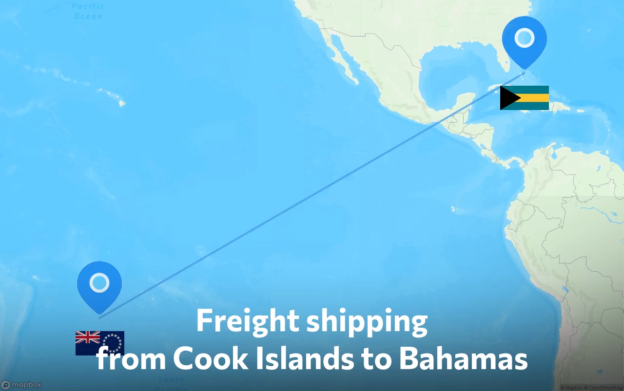 Shipping route from Cook Islands to Bahamas