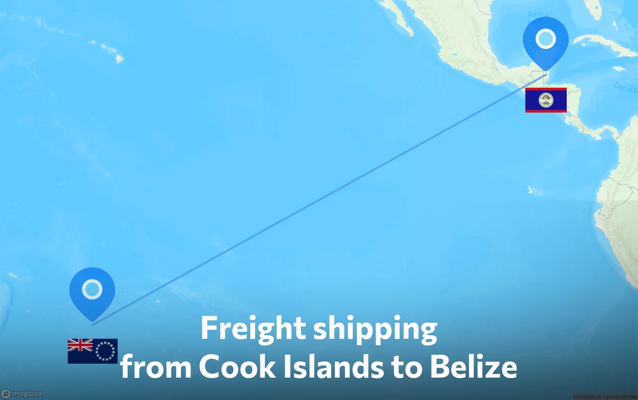 Shipping route from Cook Islands to Belize