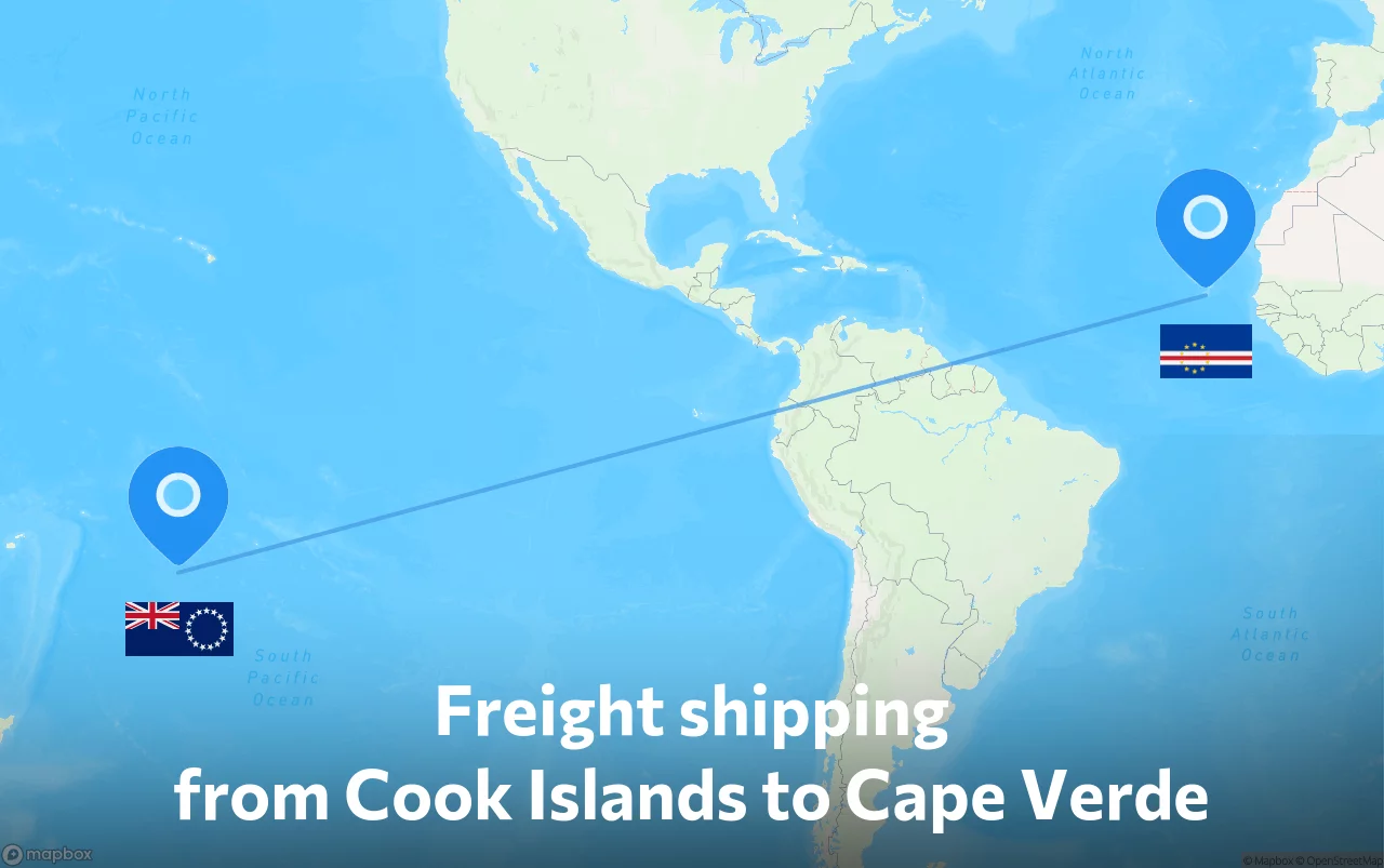 Shipping route from Cook Islands to Cape Verde