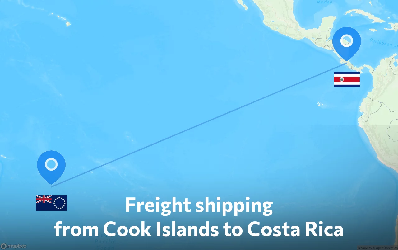 Shipping route from Cook Islands to Costa Rica