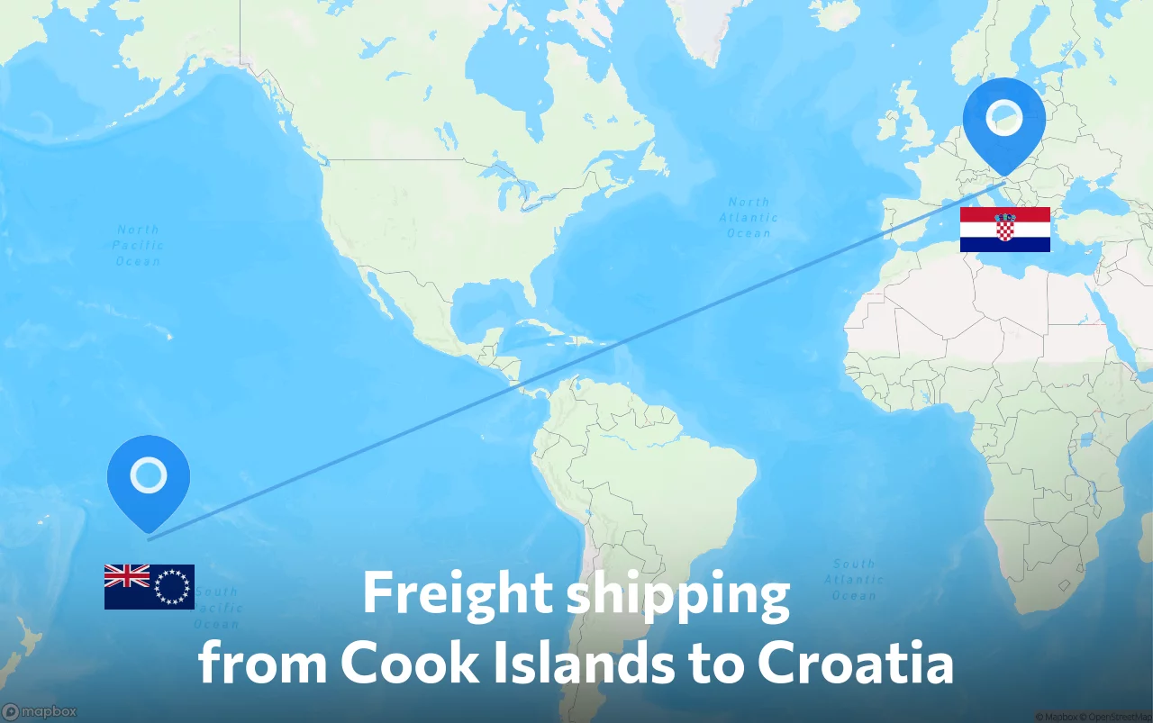 Shipping route from Cook Islands to Croatia