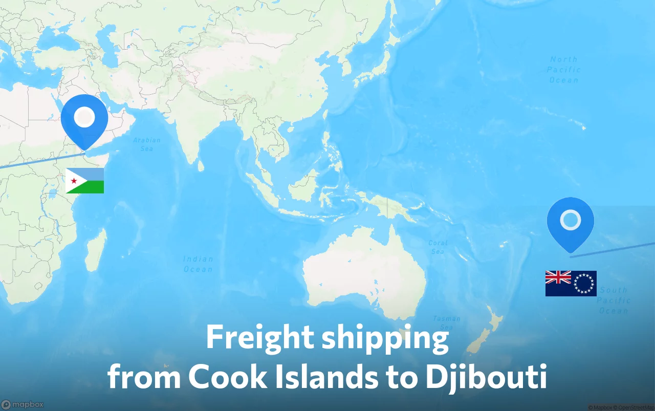 Shipping route from Cook Islands to Djibouti