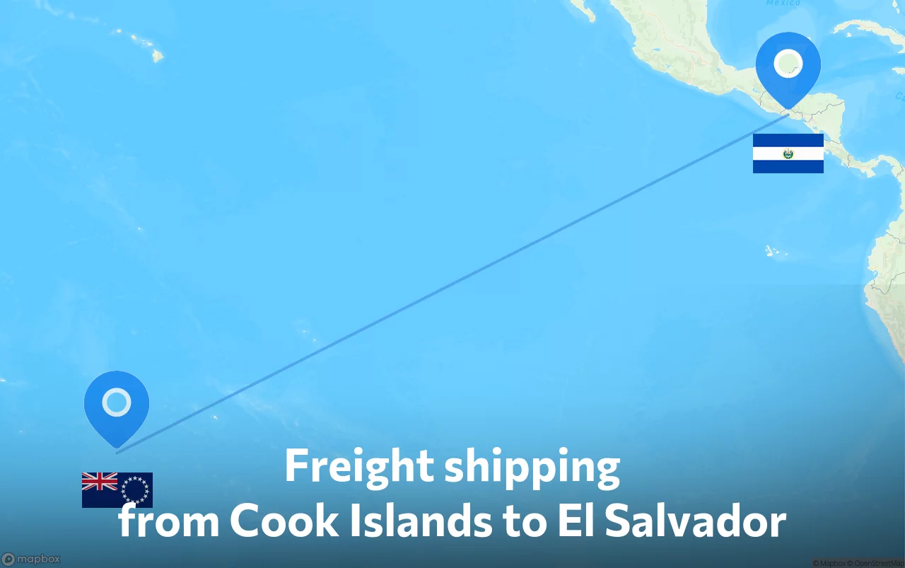 Shipping route from Cook Islands to El Salvador
