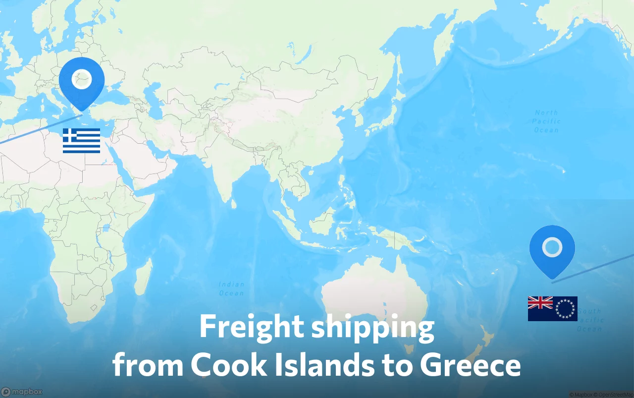 Shipping route from Cook Islands to Greece