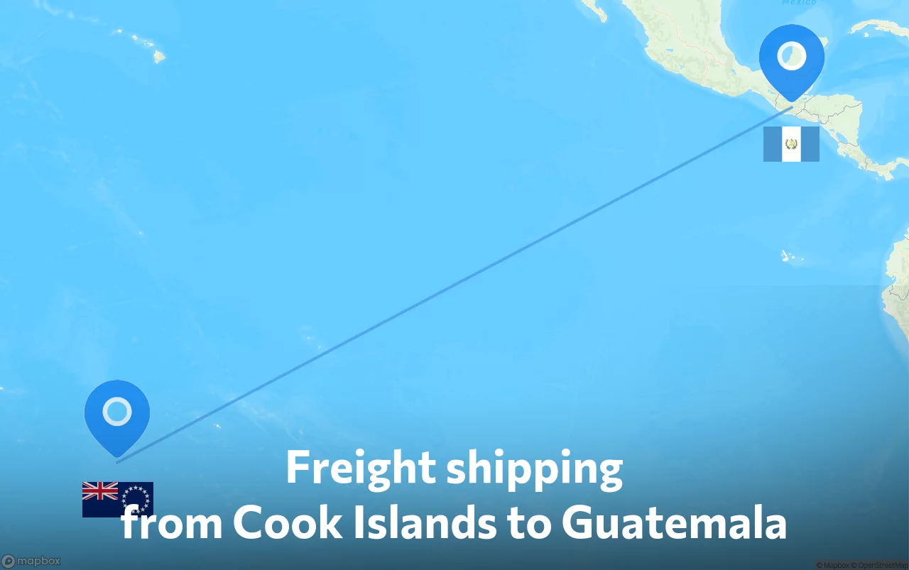 Shipping route from Cook Islands to Guatemala