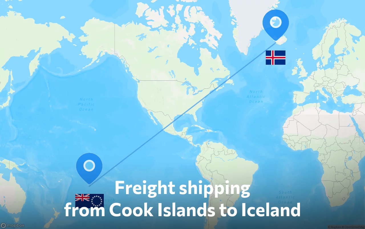 Shipping route from Cook Islands to Iceland