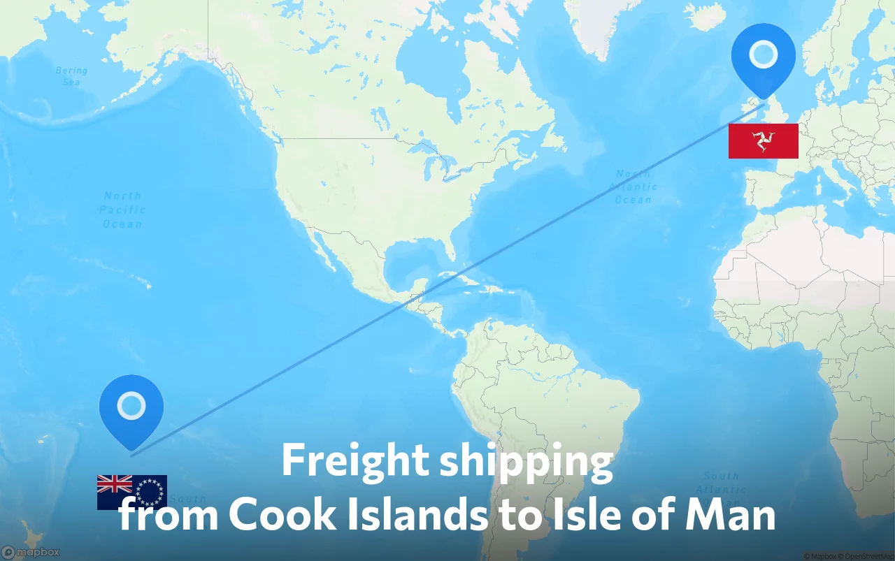 Shipping route from Cook Islands to Isle of Man