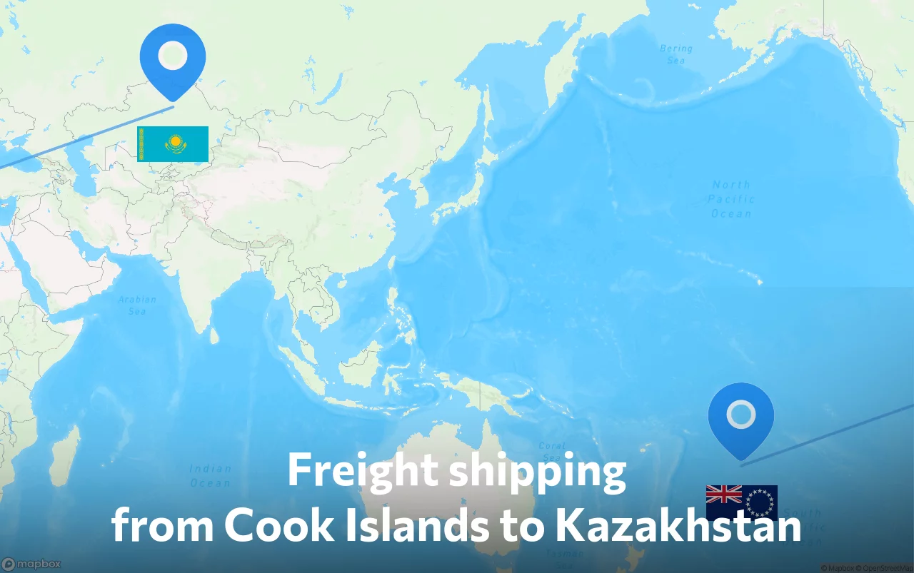 Shipping route from Cook Islands to Kazakhstan